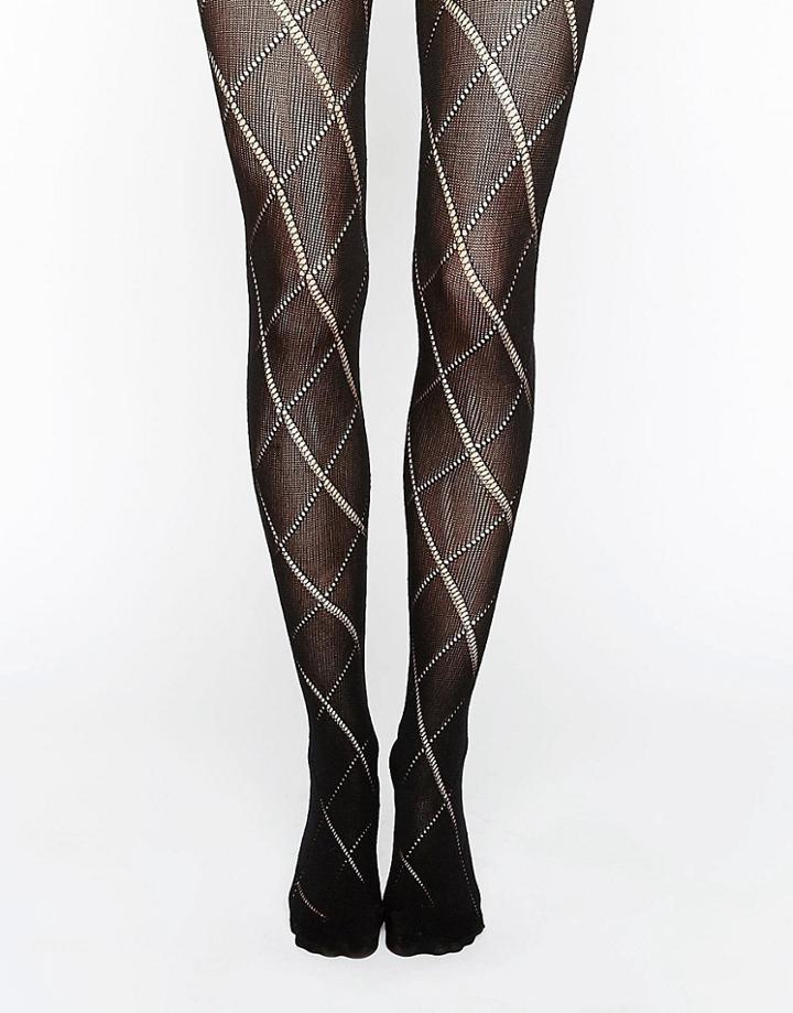 Asos Diamond Pelerine Tights - Black