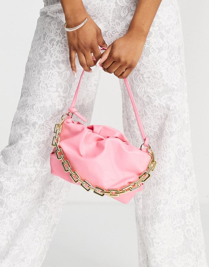 Ego Pouch Shoulder Bag With Chunky Chain Handle In Pink