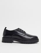 Walk London Sean Derby Lace Up Shoes In Black Leather