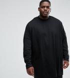Asos Plus Extreme Oversized Long Sleeve T-shirt With Side Splits In Black - Black