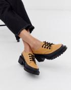 Asos Design Mix Up Mudguard Lace Up Flat Shoe In Beige
