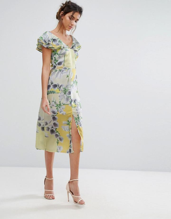 Every Cloud Floral Ruffle Midi Dress - Multi