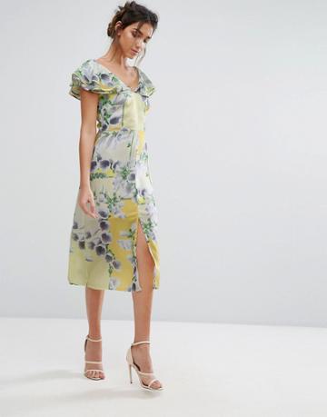 Every Cloud Floral Ruffle Midi Dress - Multi