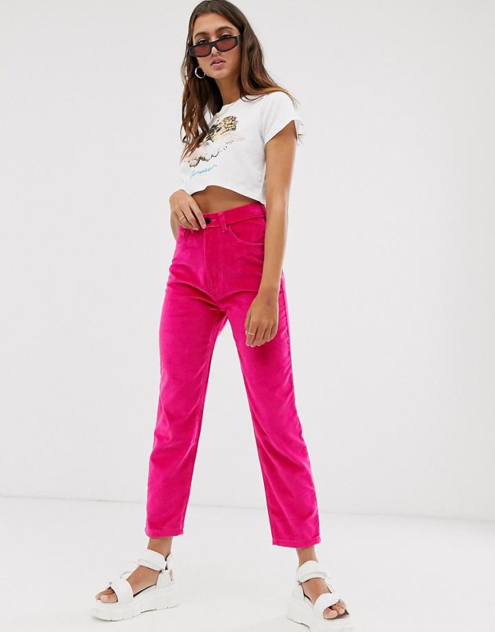 Fiorucci Tara Velvet Straight Leg Jean - Pink