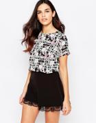 Poppy Lux Rosella Top In Checked Floral Print