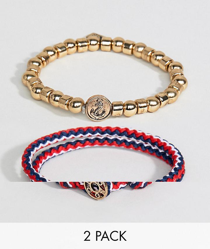 Icon Brand Beaded & Cord Bracelet In 2 Pack Exclusive To Asos - Multi