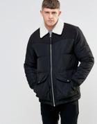 Bellfield Quilted Fleece Collar Jacket - Black