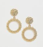 Monki Drop Circle Earrings In Gold - Gold