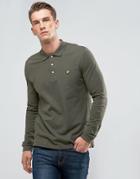 Lyle & Scott Long Sleeve Logo Polo Shirt Khaki - Green