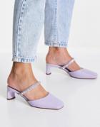 Asos Design Sunny Embellished Heeled Mules In Lilac-purple