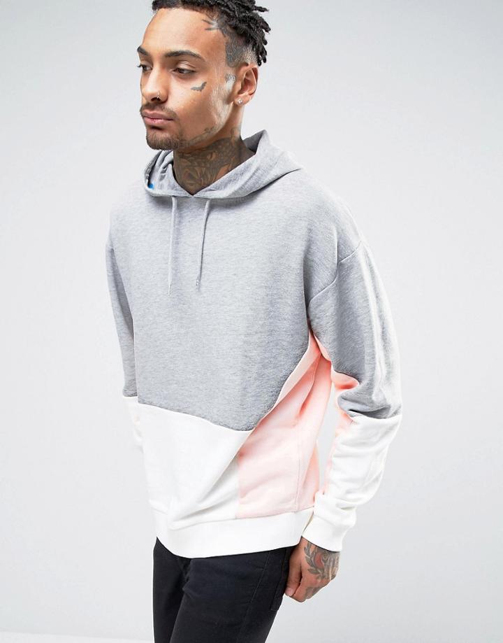 Asos Oversized Cut & Sew Hoodie In Gray - Gray