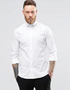 Noose & Monkey Skinny Shirt With Cut Away Collar With Stretch - White