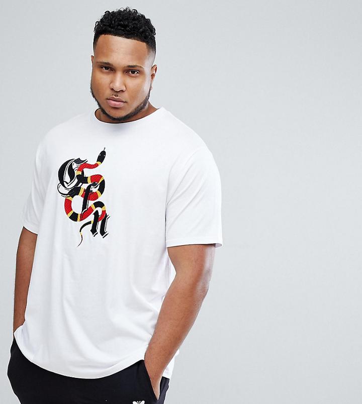 Good For Nothing Plus T-shirt In White With Snake Logo - White