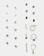 Topshop Earring Multipack X 12 In Mixed Stone-gold