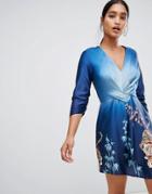 Liquorish Ombre Tiger Print Dress - Blue