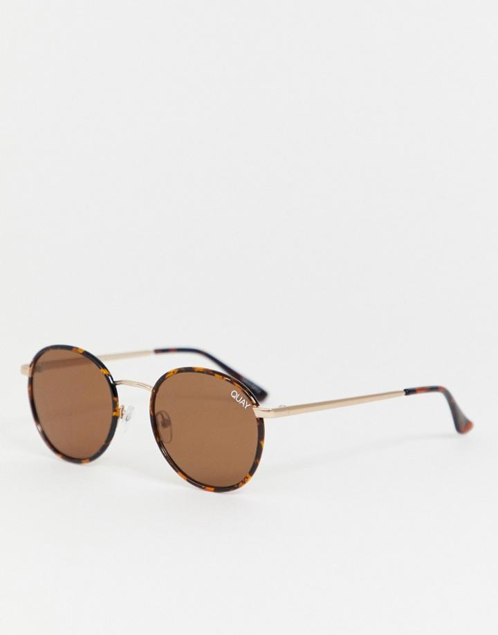 Quay Australia Omen Round Sunglasses In Tort - Brown