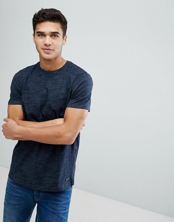 Brave Soul Fleck Crew Neck T-shirt - Navy