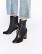Miss Selfridge Contrast Heel Ankle Boots - Black