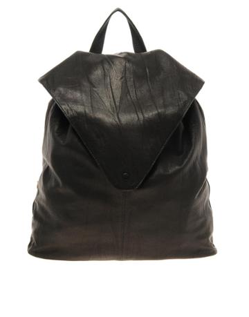 Asos Leather Backpack With Pointed Flap