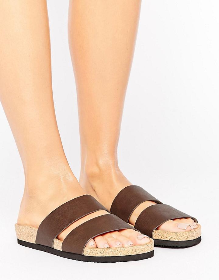 Monki Double Strap Sandals - Brown