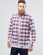 Penfield Beresford Check Button Shirt In Regular Fit Brushed Cotton - Navy