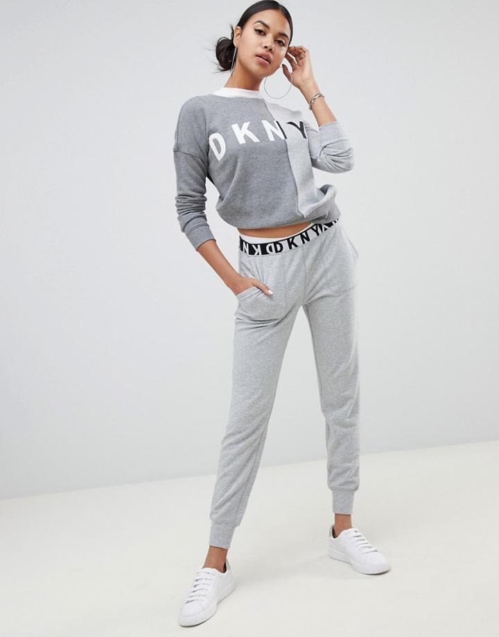 Dkny Logo Waistband Tracksuit Pant - Gray