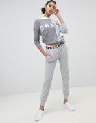 Dkny Logo Waistband Tracksuit Pant - Gray