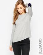 Asos Tall Sweater With Navy Star Elbow Patch - Gray