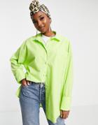 Asos Design Super Oversized Relaxed Cotton Dad Shirt In Lime-green