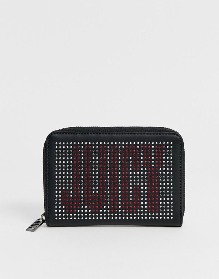 Juicy Couture Rhinestone Zip Aound Ladies' Wallet-black