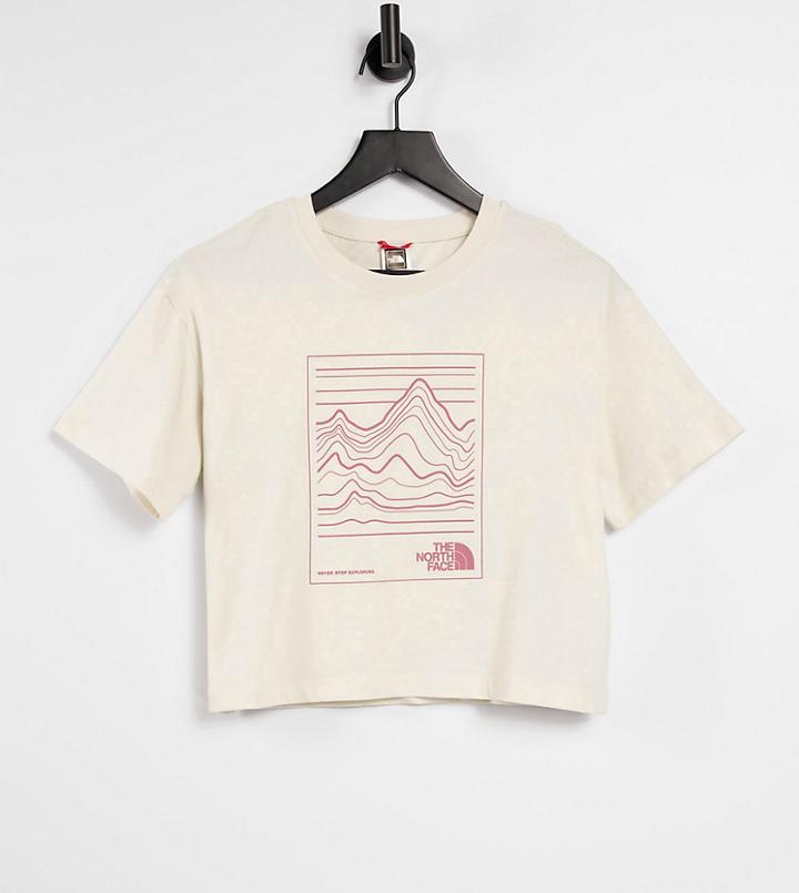 The North Face Stroke Mountain Cropped T-shirt In White Exclusive At Asos