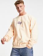 Topman No Bad Energy Embroidered Sweatshirt In Peach-orange