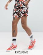 Reclaimed Vintage Inspired Shorts In White With Floral Print - White