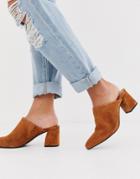 Vero Moda Real Leather Mules-brown