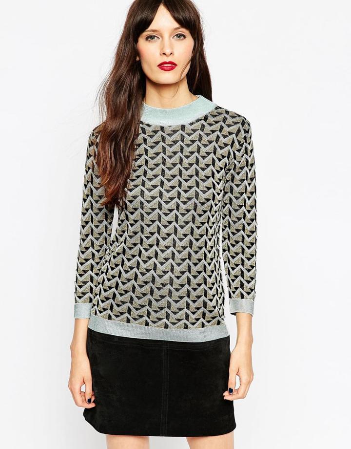 Asos Sweater In Metallic Pattern - Multi