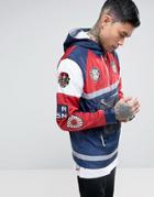 Reason Overhead Windbreaker With Flag Back Print - Navy