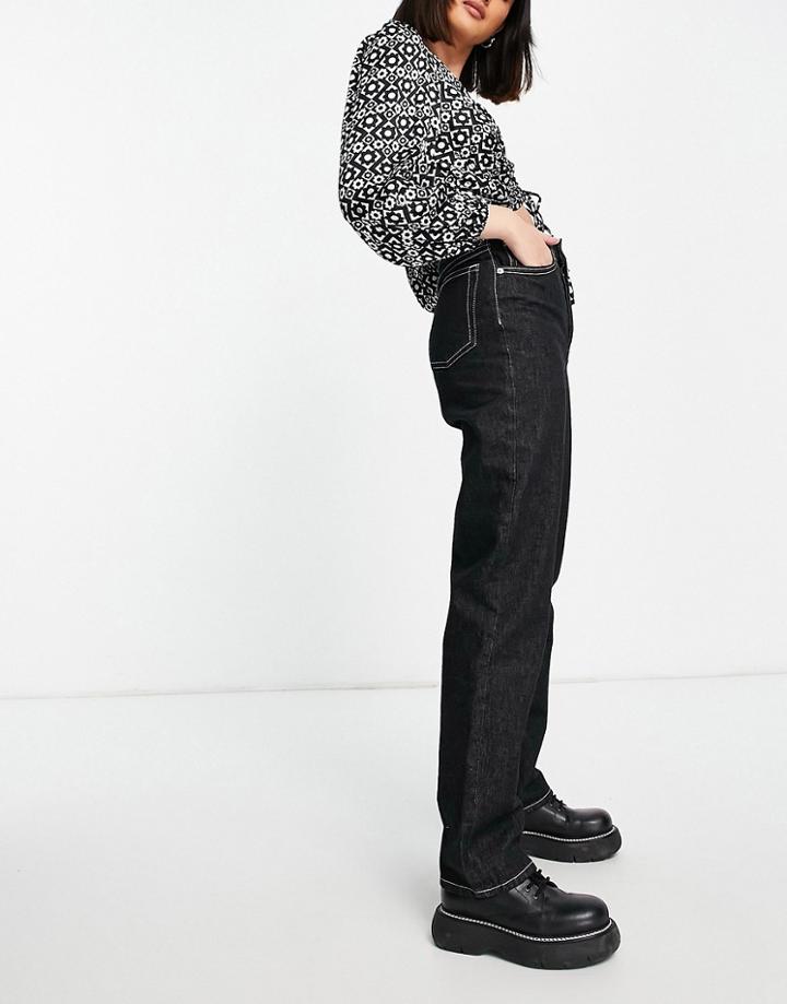 Topshop Dad Jean In Raw Black
