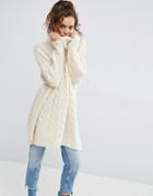 Qed London Cable Knit Sweater - Cream