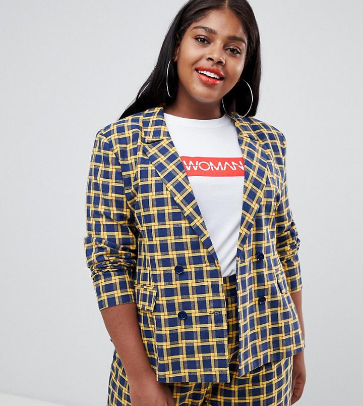 Unique21 Hero Plus Double Breasted Blazer Two-piece - Yellow