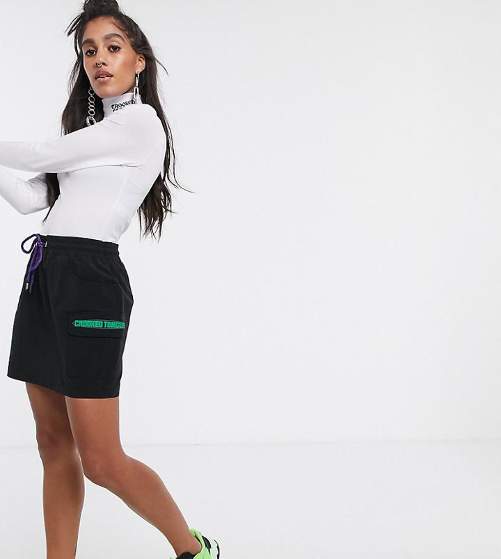 Crooked Tongues Track Skirt With Drawstring Waist