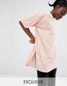 Monki Longline Velvet T-shirt - Pink