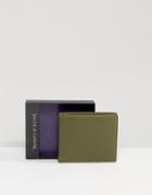 Smith And Canova Classic Bifold Leather Wallet In Khaki - Green