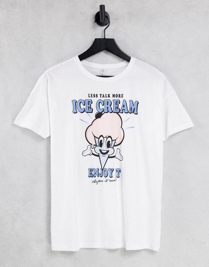 Only T-shirt With Ice Cream Print In White