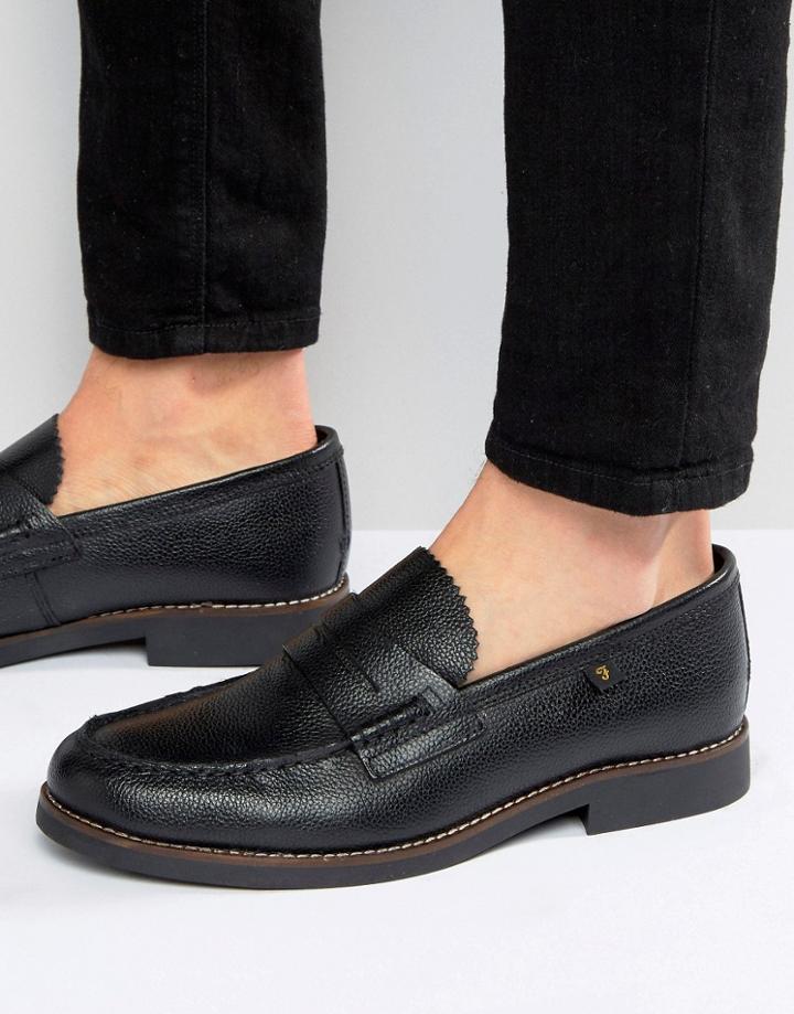 Farah Chapel Pebble Grain Loafers - Black