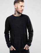 Only & Sons Knitted Sweater With Raw Edges - Black