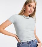 Asos Design Tall Slim Fit T-shirt In Rib In Washed Sage-green