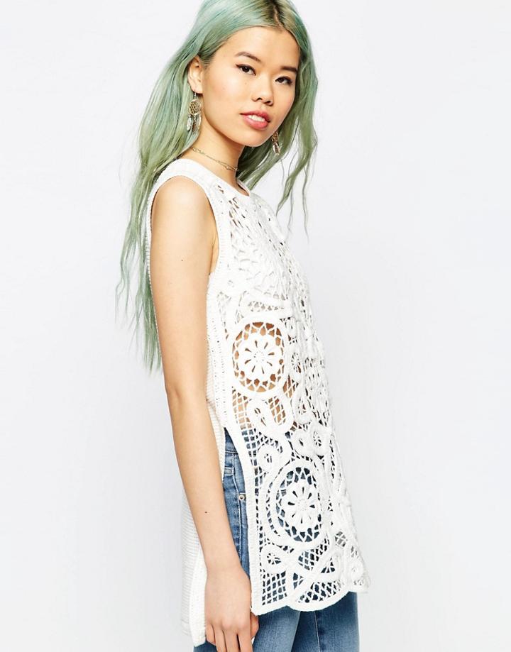 Asos Premium Crochet Top - White