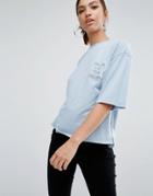Daisy Street Relaxed Boxy T-shirt With Live Your Dream Stitching - Blu