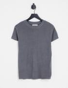 Pull & Bear Basic Oversized T-shirt In Washed Black