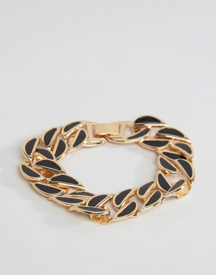 Asos Chain Bracelet In Black And Gold - Black